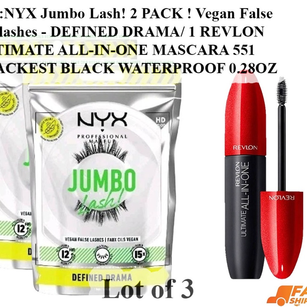 2 NYK Jumbo Lashes and Revlon Ultimate All-In-One Mascara - Black